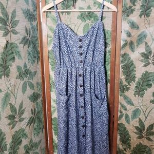 Blue Floral Midi Dress